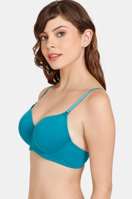Rosaline Padded Wired 3/4th Coverage T-Shirt Bra - Harbor Blue