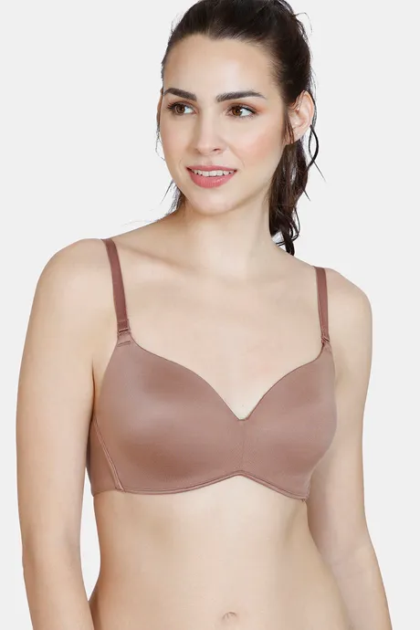 Zivame At Work Padded Non Wired 3/4th Coverage T-Shirt Bra - Beaver Fur