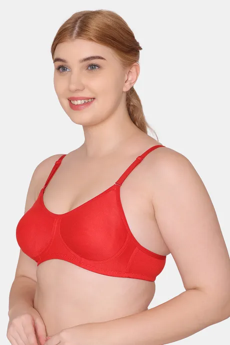 Komli Double Layered Non Wired Full Coverage T-Shirt Bra - Red