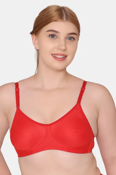 Komli Double Layered Non Wired Full Coverage T-Shirt Bra - Red